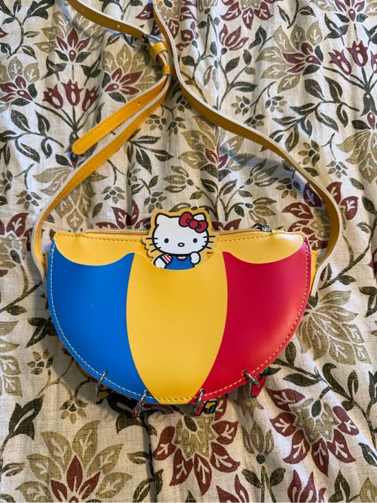 Hello Kitty Handbags - Hello Kitty Multicolor Crescent Crossbody Bag - Blue, Yellow, Red